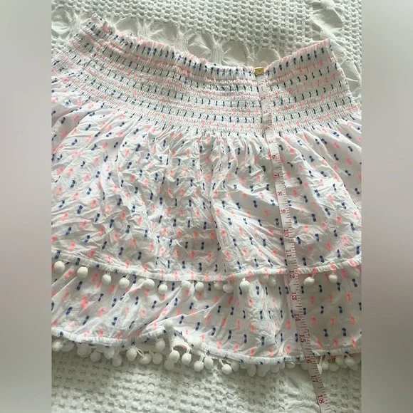Lilly Pulitzer Ethenia White Blue Orange Patterned Skirt with Pom Poms - Picture 9 of 9